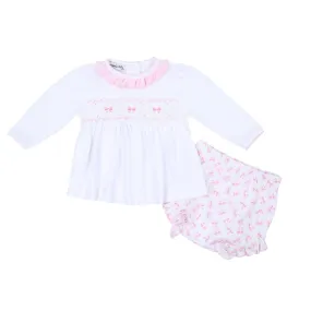 Magnolia Baby Smocked Printed Bows Diaper Cover Set