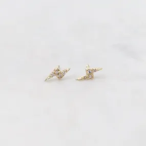 14k Diamond Lightning Bolt Post Earrings