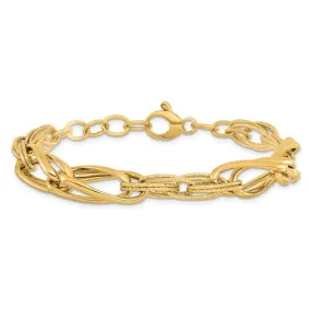 14K Polished and Textured Fancy Link Bracelet