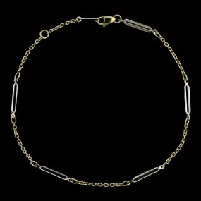 14K Two-tone Estate Fancy Link Anklet