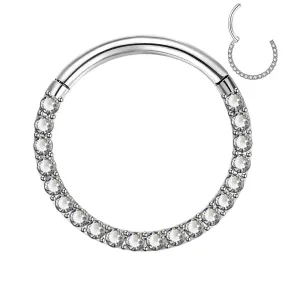 16G Clear CZ Hinged Segment Earring Septum Ring