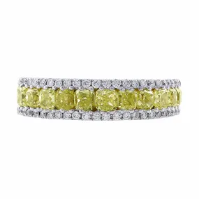 18k White Gold Natural Yellow Diamond Band