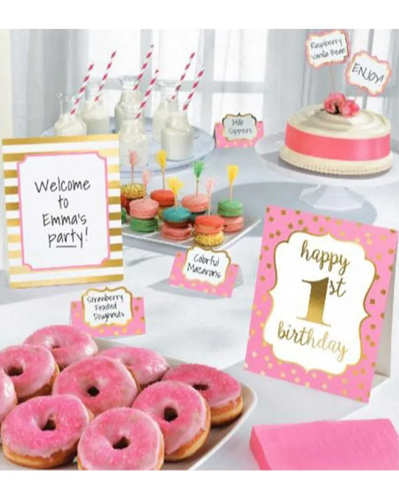 1st Birthday Girl Buffet Decorating Kit Pack of 12