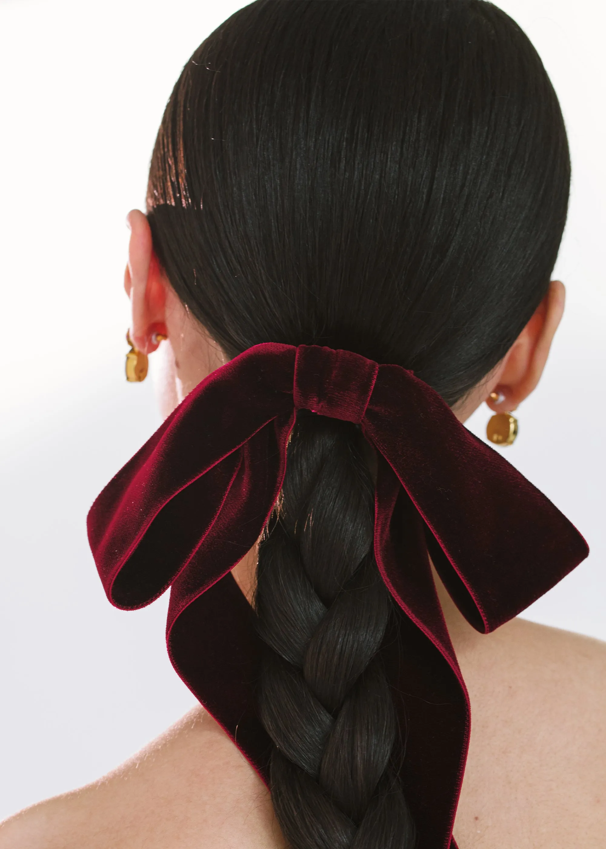 Adley Velvet Bow Barrette -- Pinot