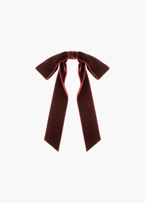 Adley Velvet Bow Barrette -- Pinot