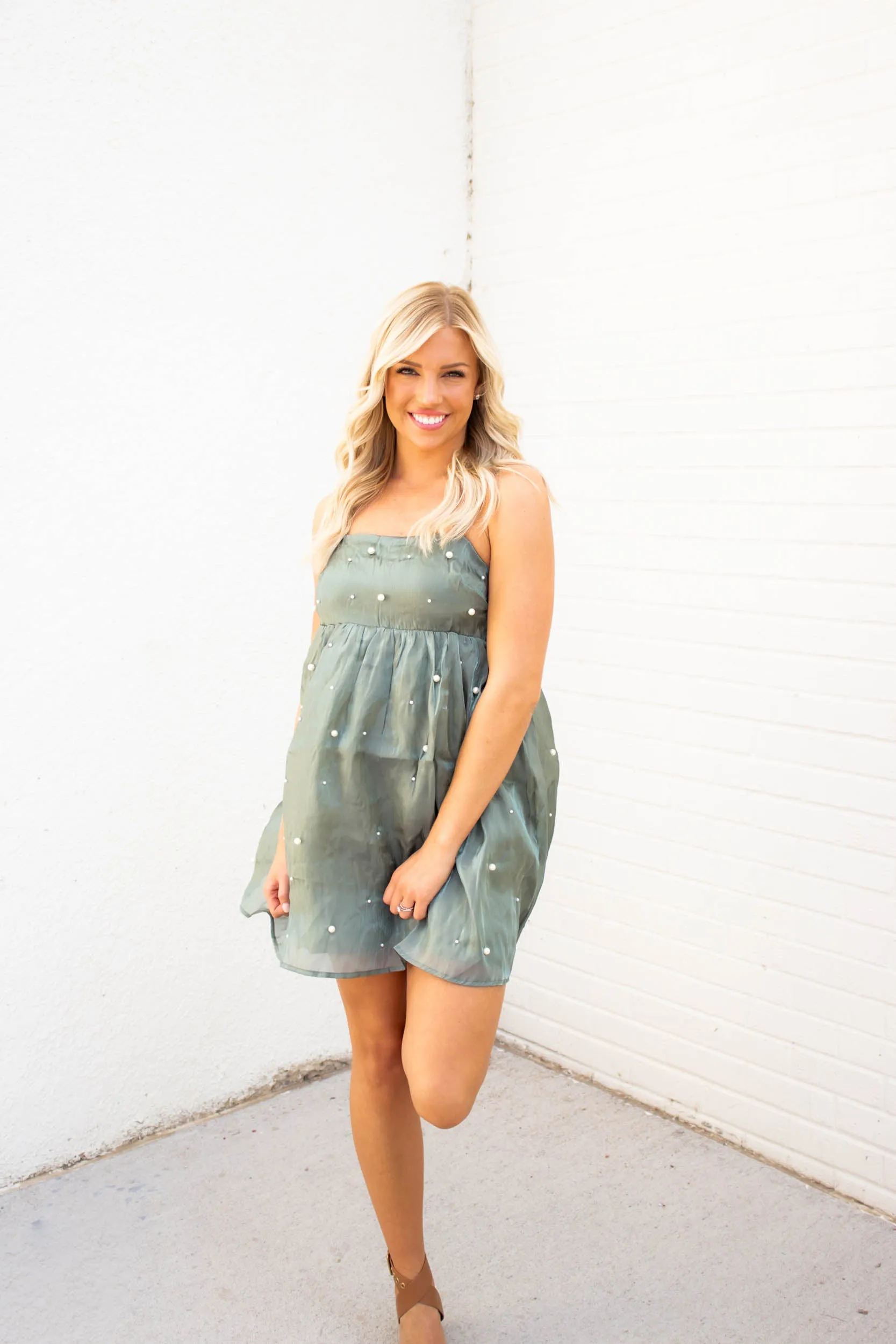 Adrian Pearl Mini Dress | Olive