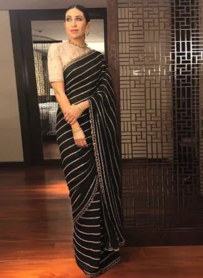 Amusing Black Color Georgette Base Designer Saree