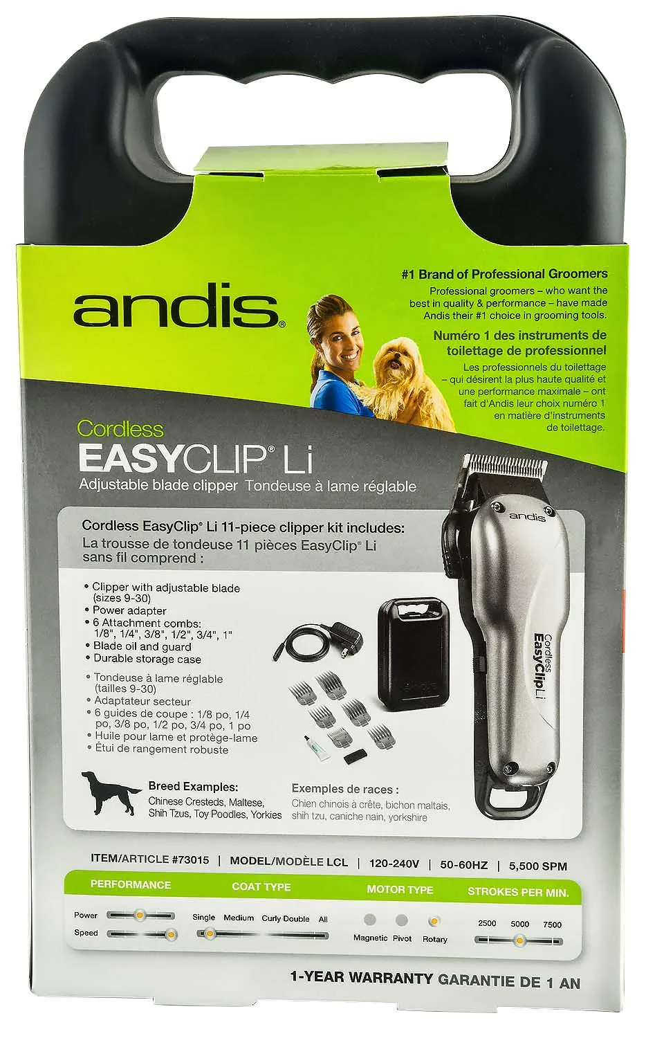 Andis EasyClip Li Cord/Cordless 11-piece Clipper Kit