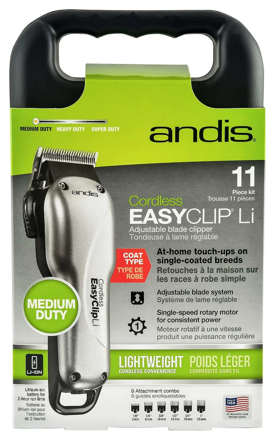 Andis EasyClip Li Cord/Cordless 11-piece Clipper Kit