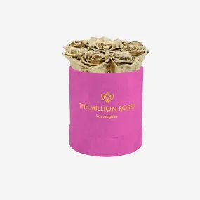 Basic Hot Pink Suede Box | Gold Roses