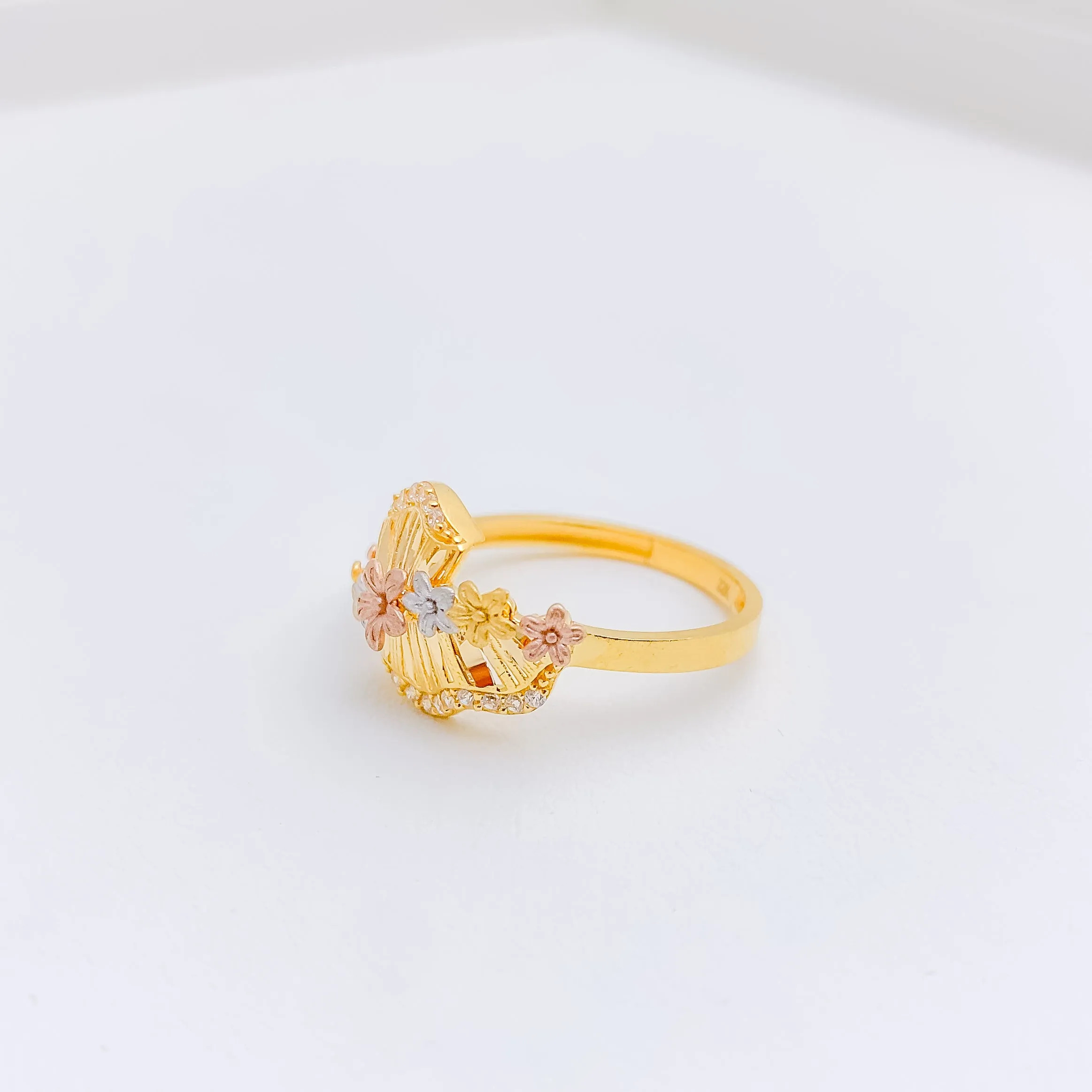 Beautiful Flower Three-Tone Ring