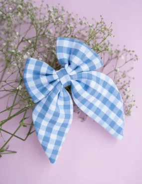 Blue Classic Check Big Bow | Hair Clip