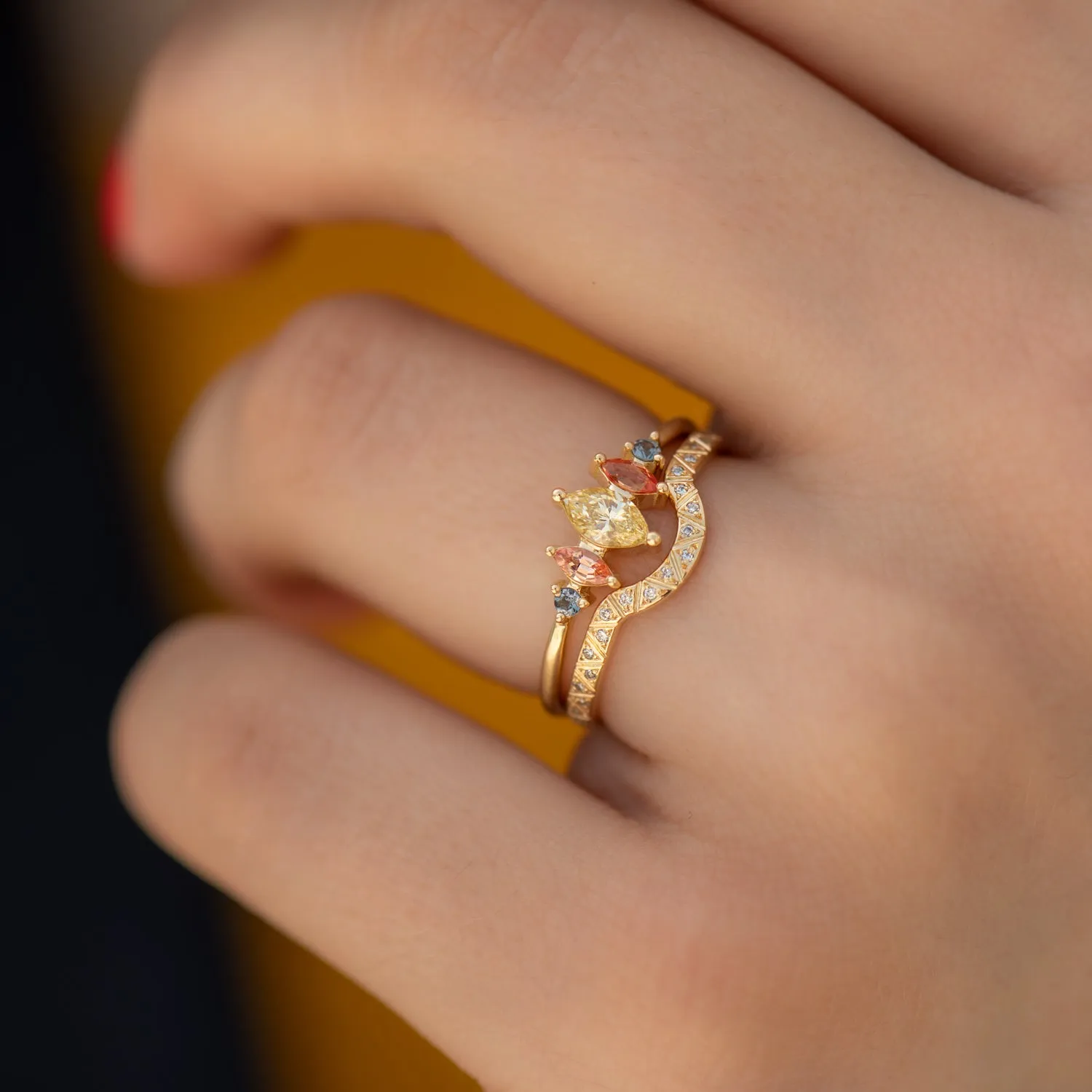 Candy Colored Engagement Ring with a Fancy Yellow Diamond - OOAK