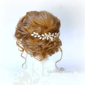 Caralize leaf hairpiece - satin sculpted fabric leaves & pearls - many color options available