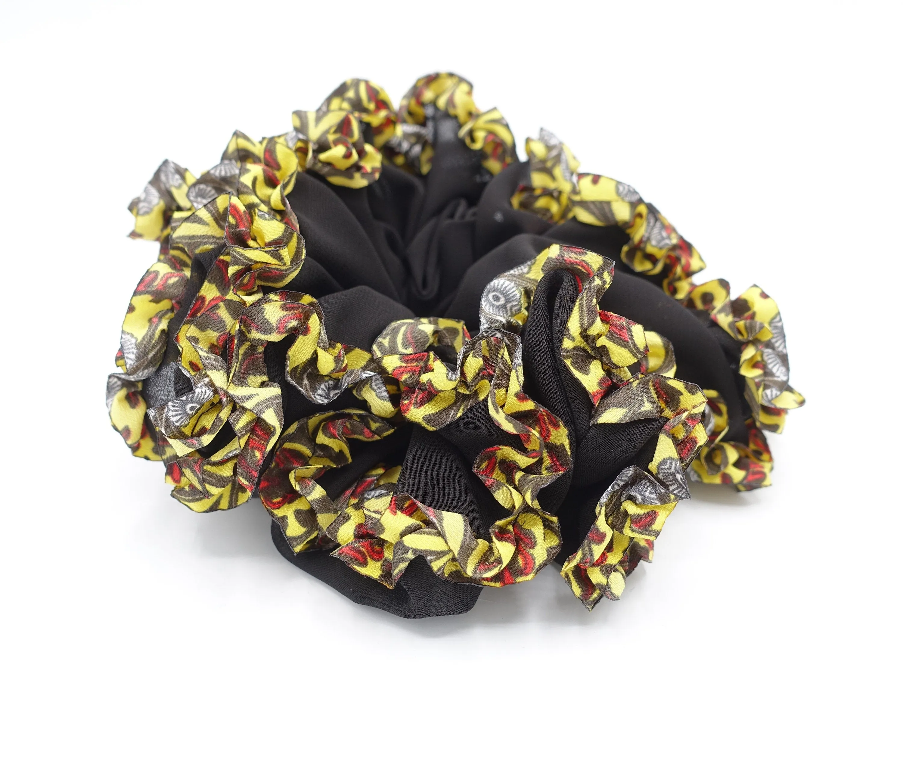 chiffon scrunchies, leopard scrunchies, oversized scrunchies for women