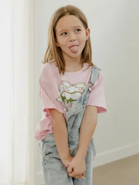 Children's Rolling Stones Floral Lick Pink Thrifted Tee