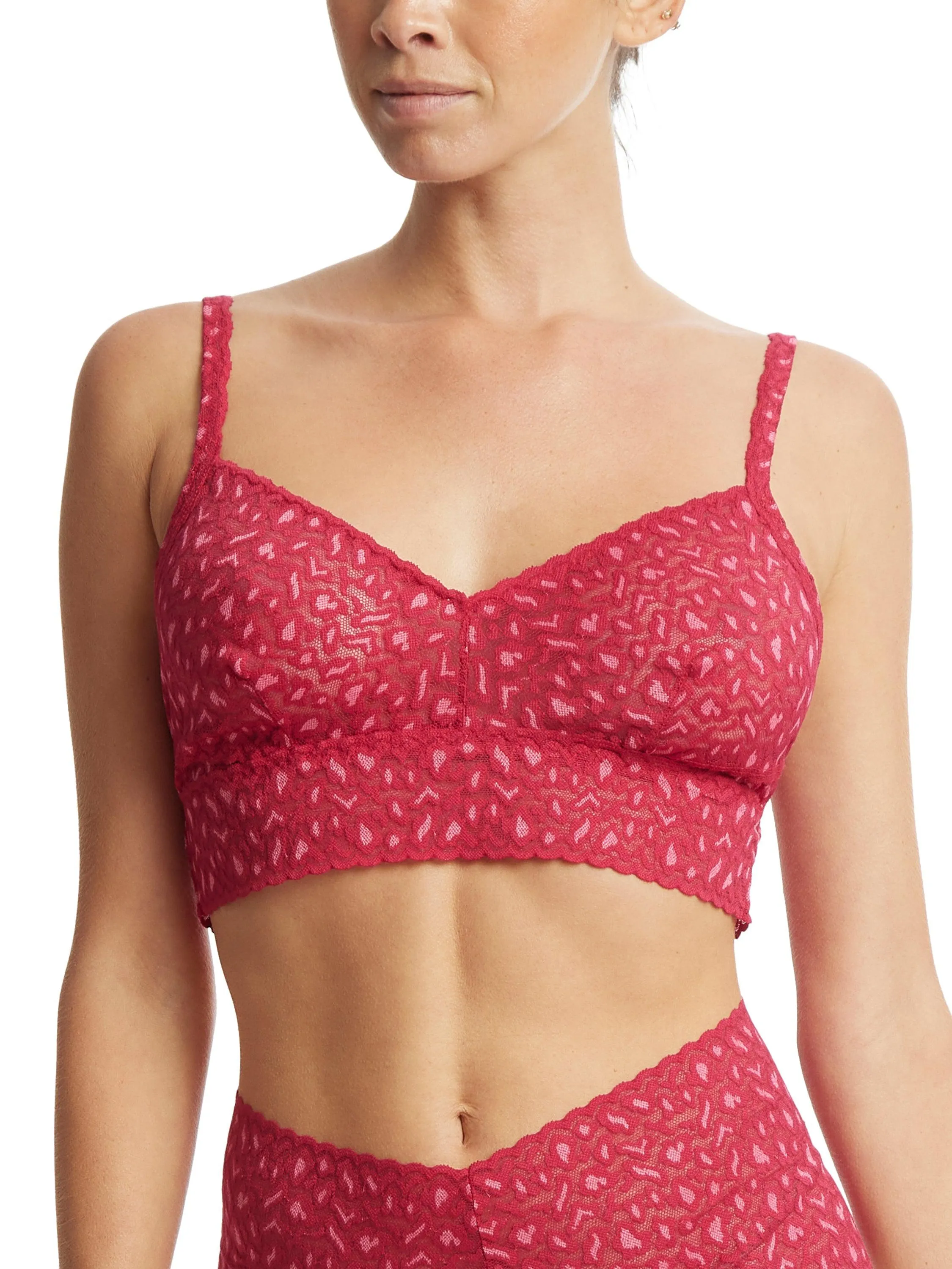 Cross Dyed Leopard V-Neck Retro Bralette Berry Sangria Sale