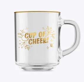 Cup of Cheer Gold Clear Glass Mug