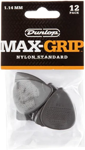 Dunlop 449P114 1.14mm Max-Grip Nylon Standard Guitar Picks, 12-Pack