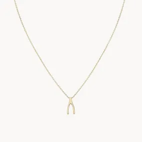 Everyday little wishbone necklace - 14k yellow gold