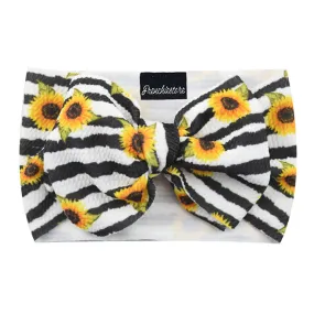 Frenchiestore Pet Head Bow | Sunflowers on Stripes