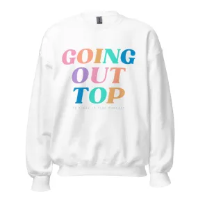 Going Out Top with Crest on Back Multicolored Unisex Sweatshirt by Be There in Five