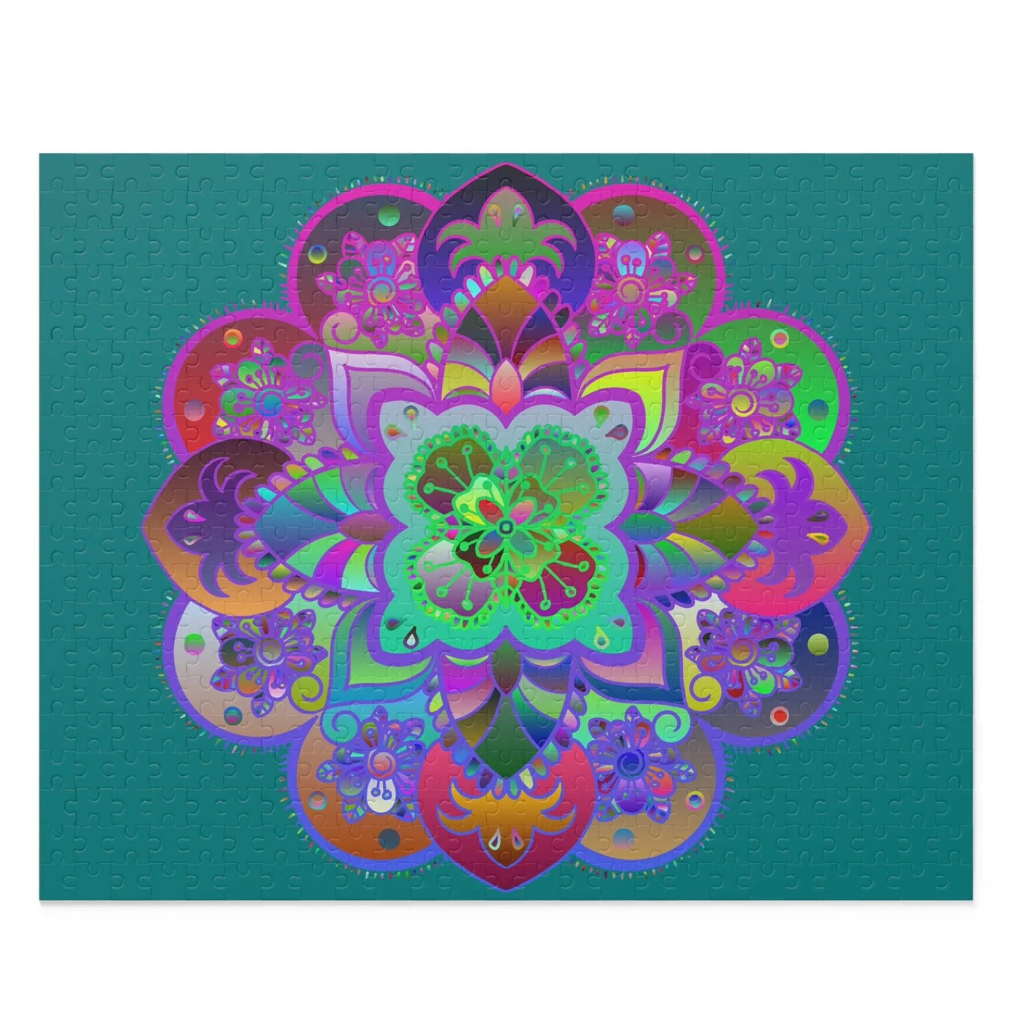 Handmade Mandala Puzzle on Petroleum Green - 2 Sizes