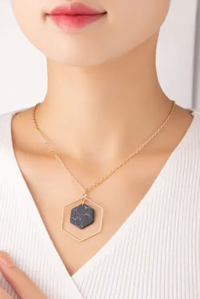 Hexagon Hoop Pendant Necklace