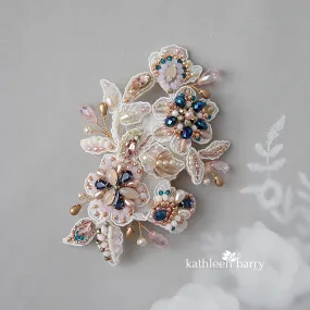 Jennifer Hand beaded Bridal hair clip - colors to order