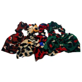 Jewel Tone Leopard Scrunchies with Tails // CLEARANCE