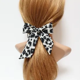 leopard print bow knot scrunchy animal print pattern tail woman hair scrunchies