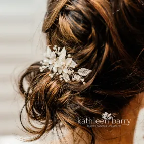 Louise floral hair comb - silver, pale gold or rose gold - Custom color options available