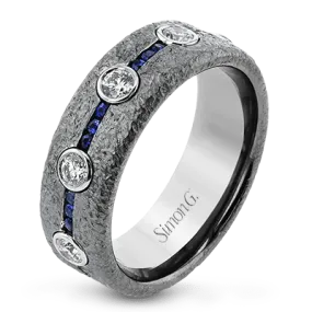 Men's Ring In 14k Gold With Diamonds and Sapphires