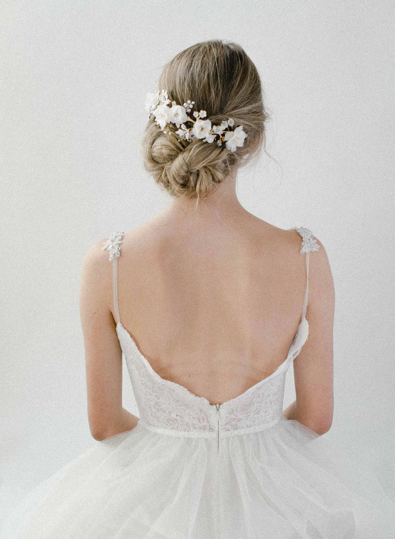 Milk white flower and opal headpiece - Style #2018