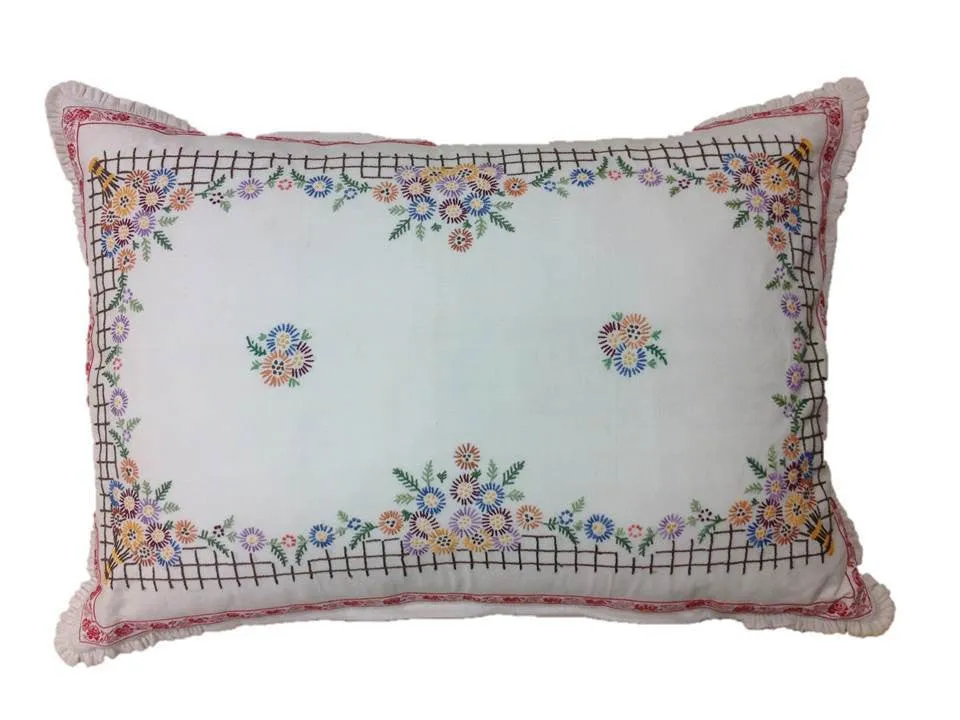 Multi-Color Floral Linen Pillow Cover