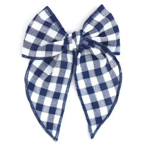 Party Girl Bow - Bright Navy Gingham