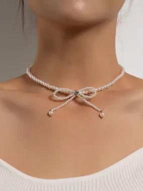 Pearl Butterfly Bow Chocker