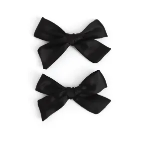 Pigtail Bows - Black Satin