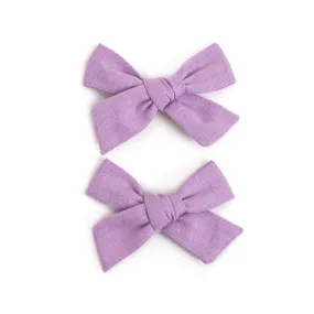 Pigtail Bows - Wisteria Linen