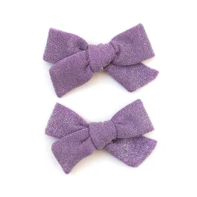 Pigtail Bows - Wisteria Sparkle