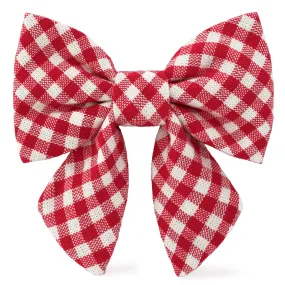 Red Gingham Lady Dog Bow