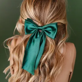 Satin Double Bow - Forest Green