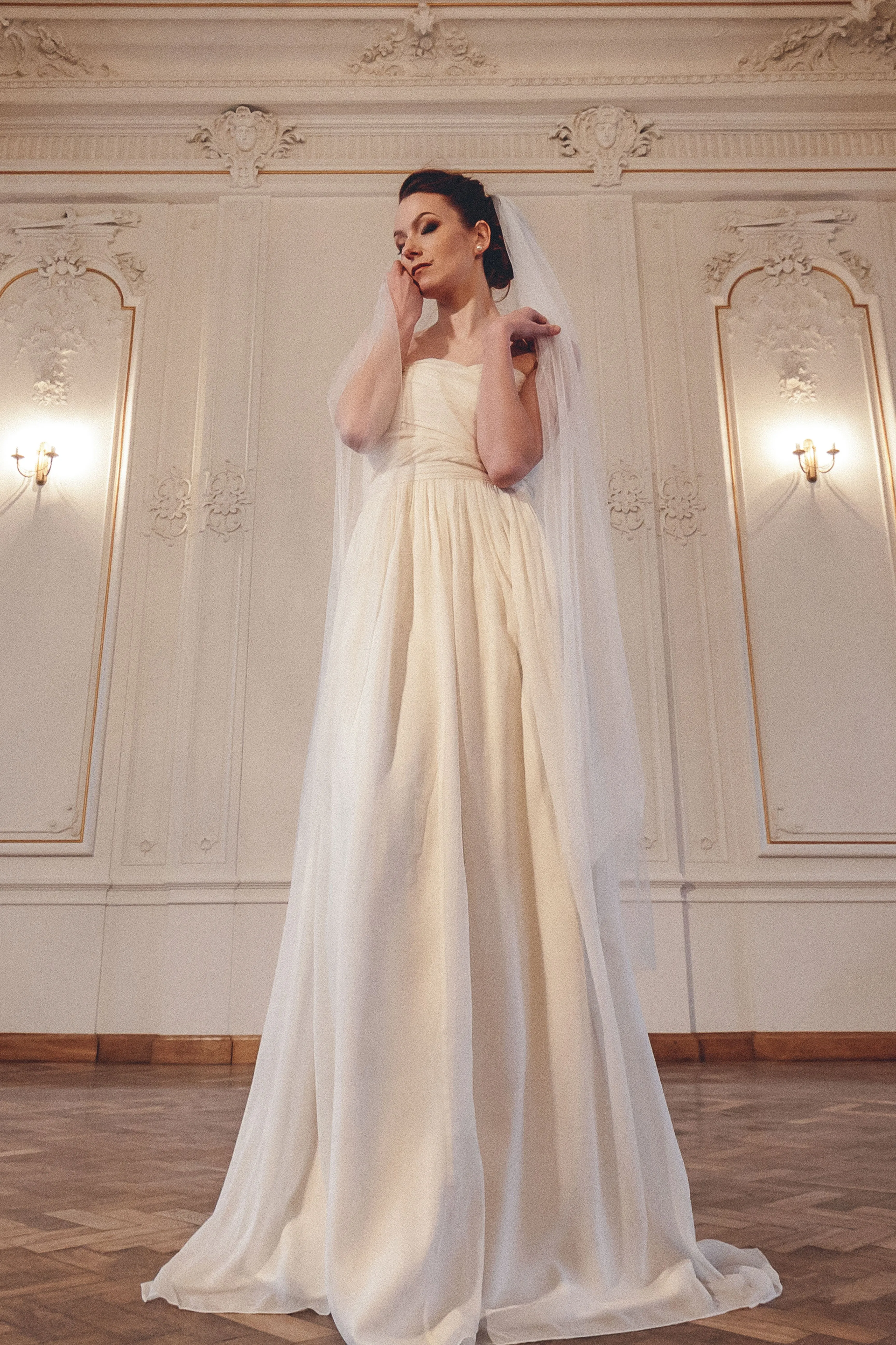 Simple no gather veil from Italian tulle - BLANCHE