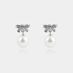 SPARKLING BOW WITH PEARL EARRINGS