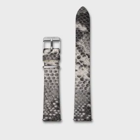 Strap 16 mm Leather Python Grey, Silver Colour