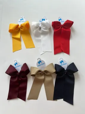 Two loop grosgrain bow with long tails with clip