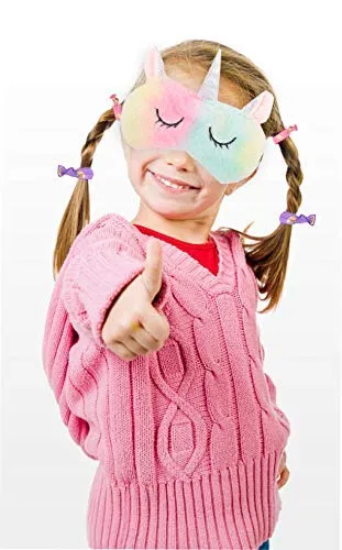 Unicorn Sleeping Mask, 4 Pack Soft Plush Blindfold Cute Unicorn Horn Sleep Mask, 4 Unicorn