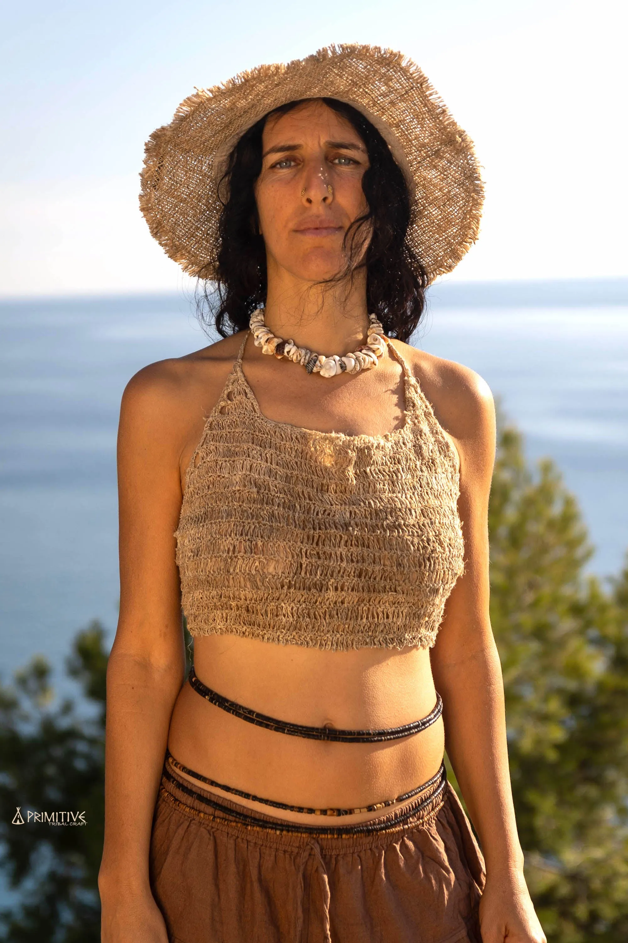 Wild Hemp Knitted Crop Top ~ Organic Wild Plant Fiber Top